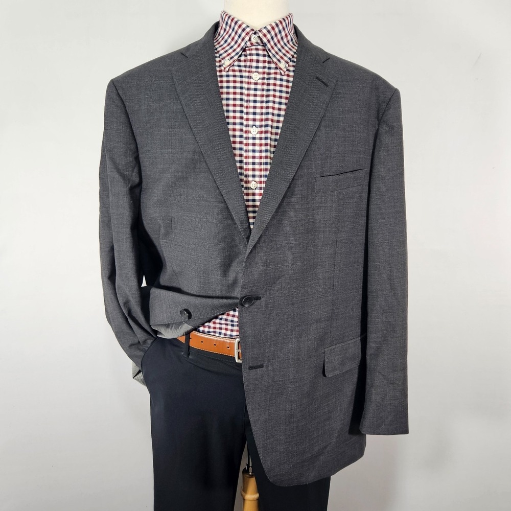 Hart‎ Schaffner Marx Men's Sport Coat Blazer Two Button Charcoal Wool 50R